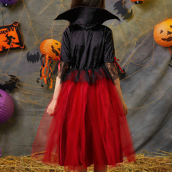 Halloween Kid Princess Dress Skräck Vampyr mantel Kostym Outfit gilrs 150cm
