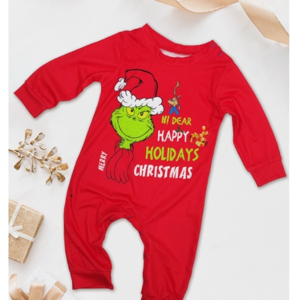 Grinch julpyjamas familjematchande sovkläder barn pyjamas set Baby 18M