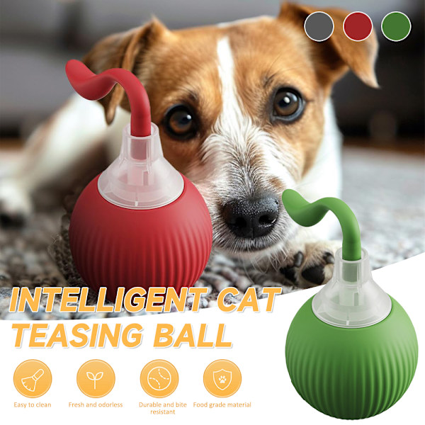Automatisk Smart Retas Hundboll, Interaktiv Hund Katt Studsande Rullande Boll Leksak Red