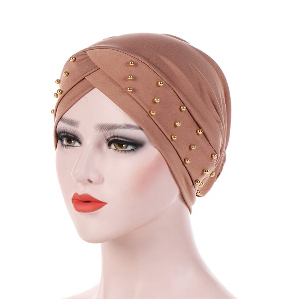 Damehatte Kryds Perlebesat Bandana Hue Brusebadshætte Tørrehætte Khaki