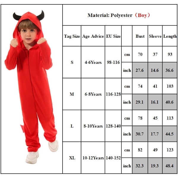 Barn Röd Demon Djävul Ond Bat Vampyrer Jumpsuit Klä Upp 2024 Halloween Party Cosplay Jumpsuit Bodysuit Kostymer för Barn Boy XL