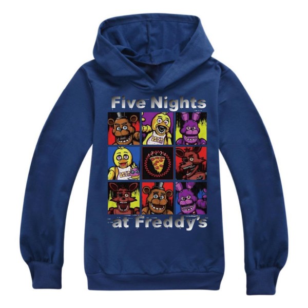 Barn Pojkar Tecknad FNAF Five Night At Freddy's Printed långärmad hoodie Pullover Tröja med huva Navy blue 130cm