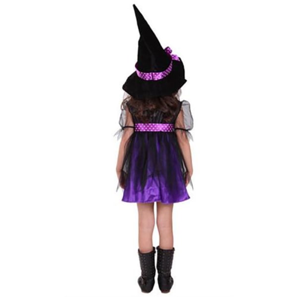 Barnflicka Halloween Häxklänning Cosplay Maskerad Outfit Kostym purple 140cm