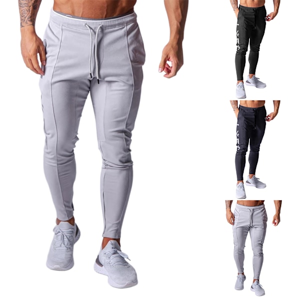 Herr Joggingbyxor Fitness Joggers Träningsoverall Sweatpants Sport Dragsko Byxor Black 2XL