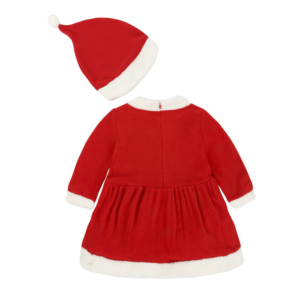 Jultomte Cosplay Dräkt Barn Romper Jumpsuit Dress Hat Outfit Girl 80cm