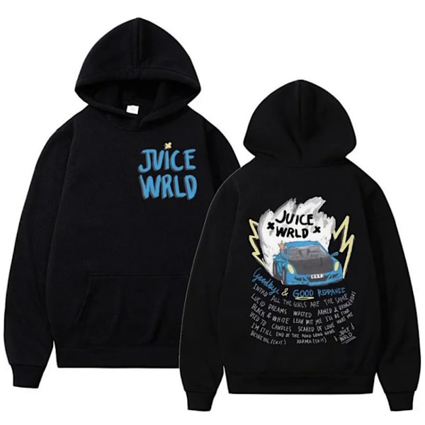 Kvinnors Mode Lös Casual JUICE WRLD Sweatshirt Hoodie Långärmad Pullover Topp Black M