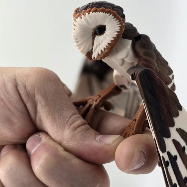 3D-printet Artikulerende Tårnugle Realistisk Ugle med 16,5 cm Vingefang Dyreindretning Brown