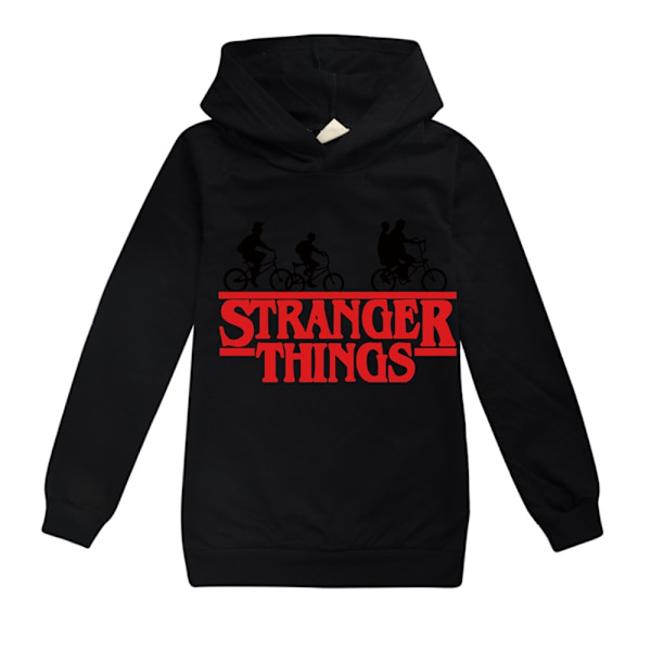 Pojkar Stranger Things Hoodie Sweatshirt Pullover Jumper Outdoor Black 140cm