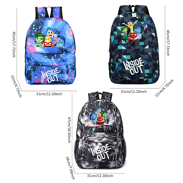 Inside Out Ryggsäck Skola Studenter Ryggsäck Primär Unisex Resa Lätt Ryggsäck Laptop Ryggsäck Casual Axlar Ryggsäck För Barn A