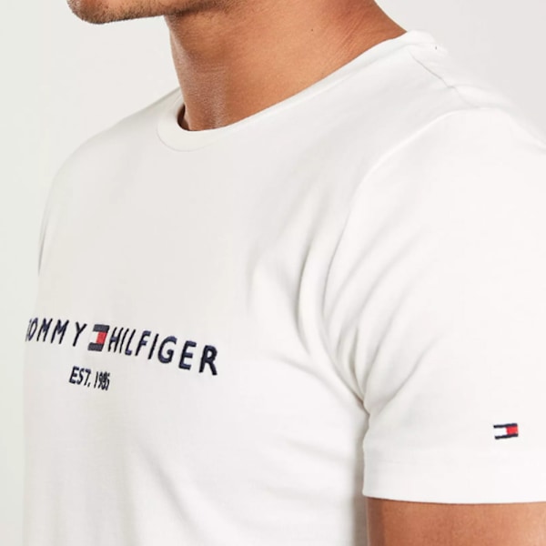 TOMMYHILFIGER Tryckt T-shirt med Kort Ärm, Rund Hals, för Män White S