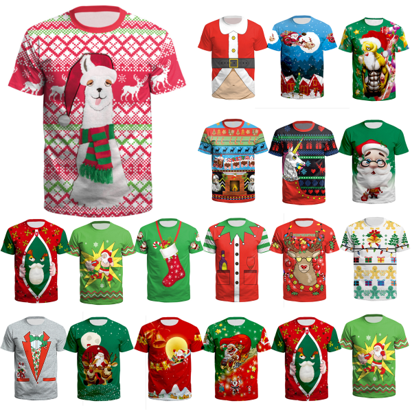 Unisex Jul Jul Nyhet T-shirts Kortärmad Topp C Style M