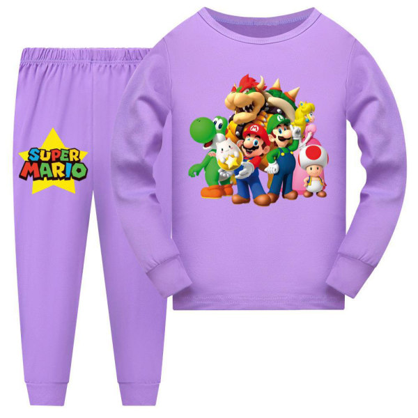 Super Mario kostym vår och höst barn hemkläder Pyjamas Set purple 130cm