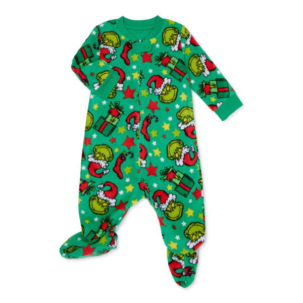 Julpyjamas Pappa Mamma Barn Grinch Kostym Sovkläder Outfits Baby 6-12M
