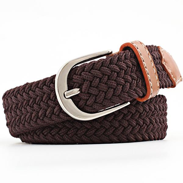 Herrbälte Casual Flätad Elastisk Tyg Stretch Elastiskt Bälte coffee 100CM