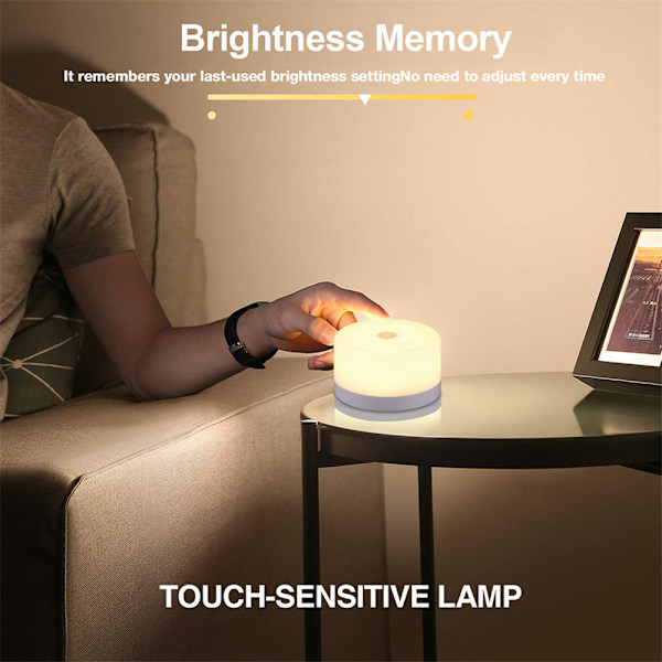 LED Trådløs Natlampe Touch Lampe Soveværelse USB Genopladelig Warm color