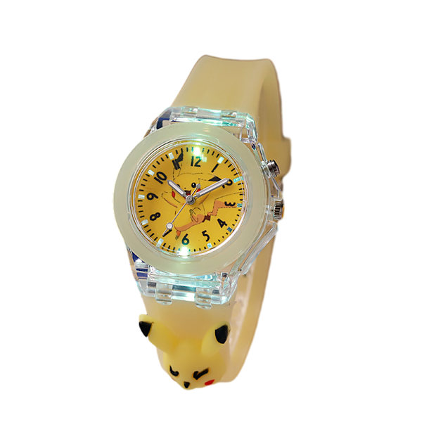 Pojkar Flickor Barn Armbandsur Klocka Cartoon Silikon Luminous Barnklockor Present Pikachu