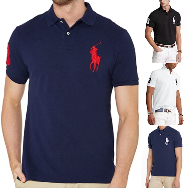 PoloRalphLauren Herr Classic Fit Kortärmad Poloshirt Royal Blue-Red L