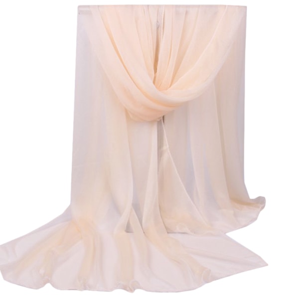 Kvinnor Pure Transparent Chiffong Scarf Neckwear Elegant Bankett Beige 165*85cm