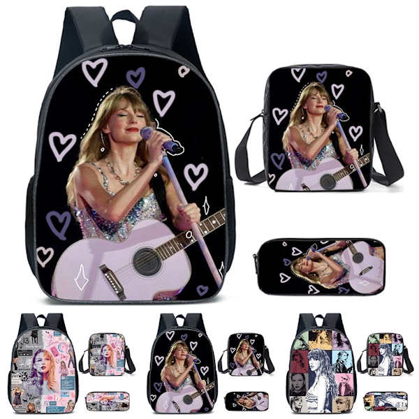 3 kpl/setti Taylor Swift -designreppu koululaukku olkalaukku matkareppu käsilaukku setit A