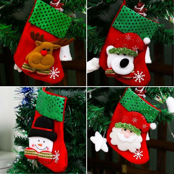 God Jul Älgstrumpa Julgran Dekoration Väska Säck Sock Present Snowman Socks