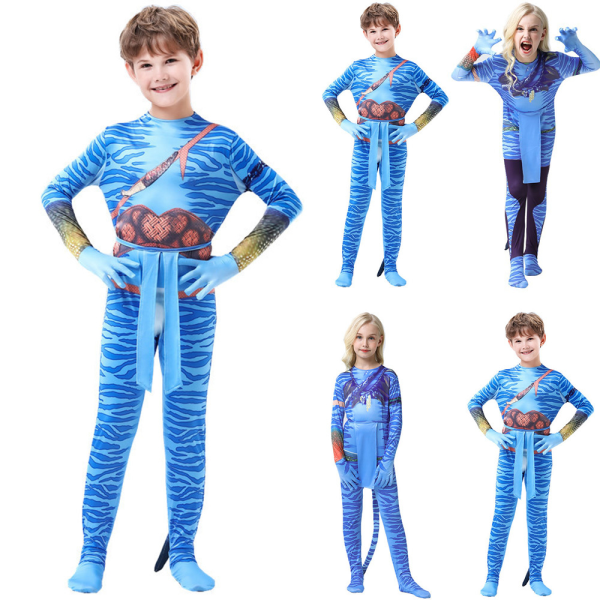 Barn Avatar 2 Cosplay Kostym Karneval Jumpsuit Bodysuit Fancy Men 7-8Years