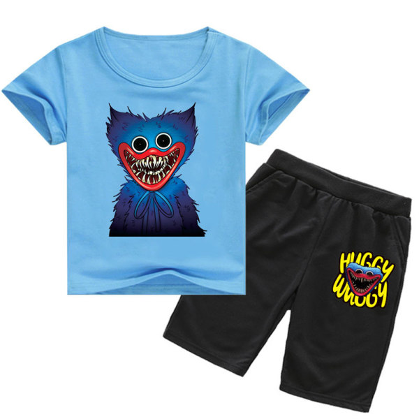 Kids Boy Qutfits Poppy Playtime T-shirt&shorts Pyjamas Sport Set light blue 120cm