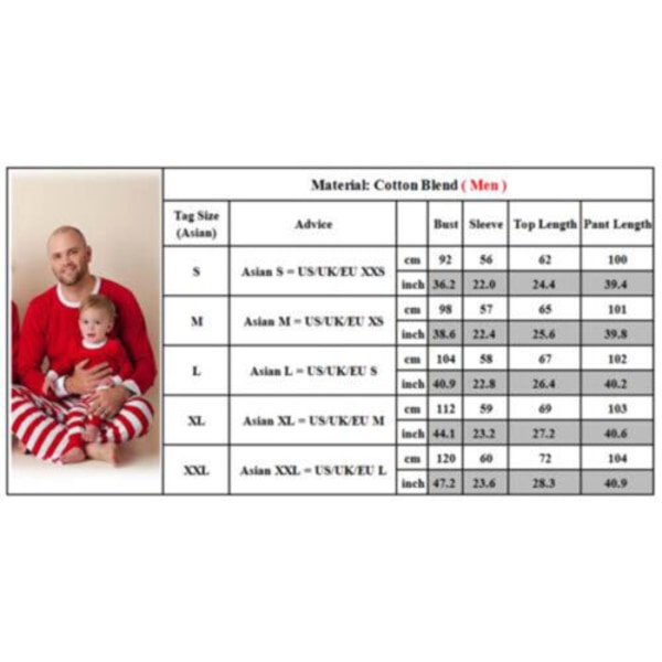 Julklapp Jul Familj Matchande Randiga Vuxna Barn Pyjamas Set Sovkläder Nattkläder White Striped,Men L