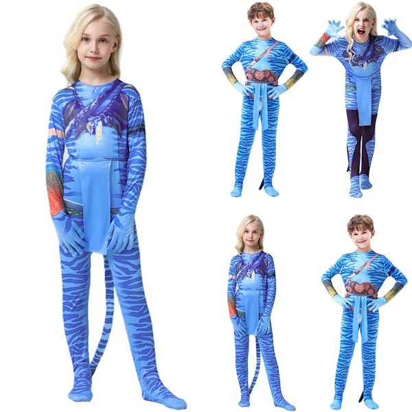 Barn Avatar 2 Cos Kostym Karneval Jumpsuit Bodysuit Maskeraddräkt Women 7-8Years