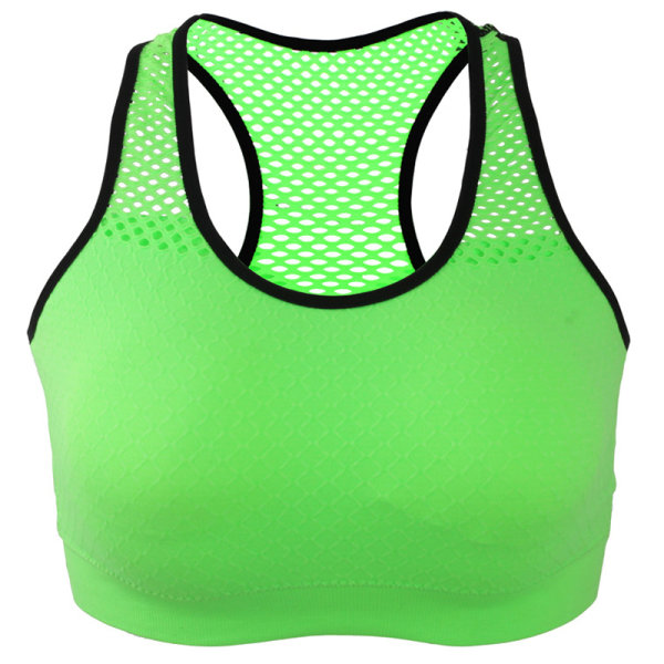 Kvinnors stålfälgar fri mesh sport-bh för plastlöpning Green M