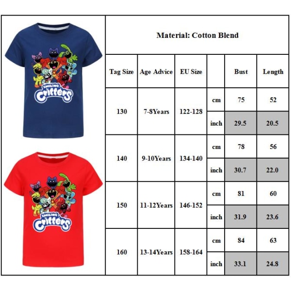 Barn Pojkar Flickor Leende Critters CatNap Cartoon T-shirts Kortärmad Tee Toppar Red 11-12 Years