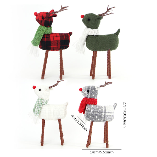 Rensdjursjuldekoration Handgjord Stående Plyschälgfigurer Ornament Red
