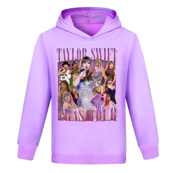 Unisex barn Taylor Swiftie tryckt pullover hoodie sweatshirt casual toppar present Purple 130cm