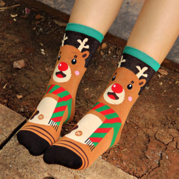 Vuxna Julstrumpor Bomull Mysiga Roliga Jul Vinter Varma Deer 1 Pair