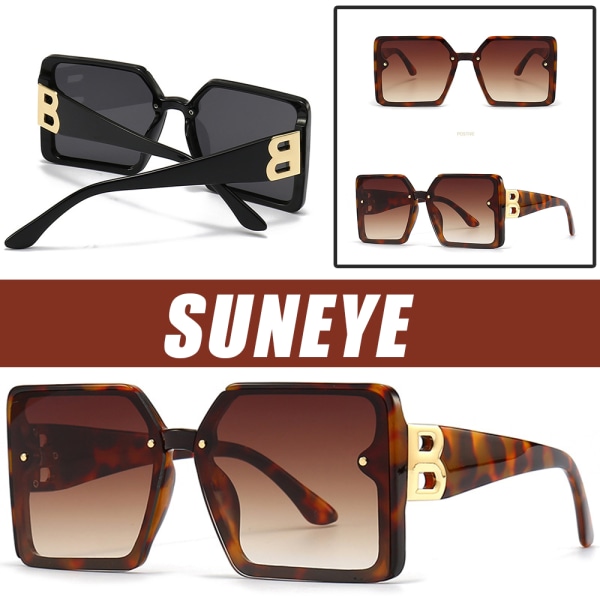 Populära retrosolglasögon för damer i överdimensionerade fyrkantiga solglasögon Bright black