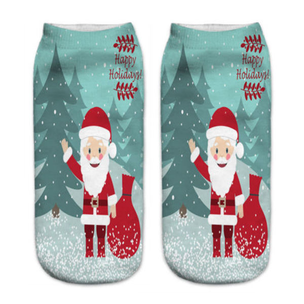 Julesokker med julemand og snemand, unisex, sjove lave ankelsokker Forest Santa Claus 1 Pair