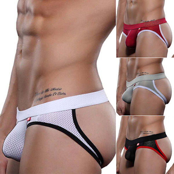 Sexiga nätkalsonger för män, andningsbara kalsonger, stringtrosor white XL