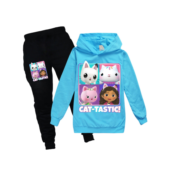 Gabby's Dollhouse Cat-Tastic Kid träningsoverall Toppar Byxor Outfit Set Light blue 130cm