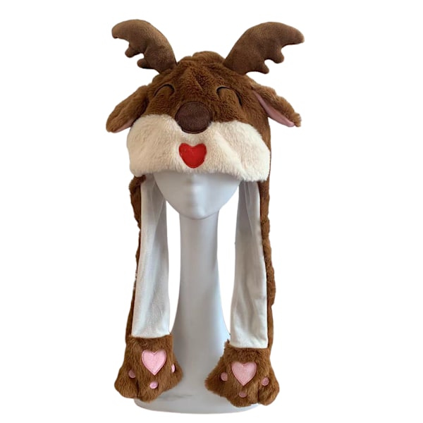 Jule Plys Bevægelig Hue Grinch's Ører Hat Damer Fluffy Flytbare Ører Hat Gave Elk deer