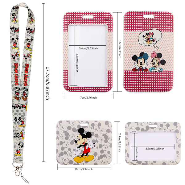 Disney Mickey Minnie Cartoon Lanyard Arbets- och skolidentifieringskortshållare Mobiltelefonhållare Halsband D