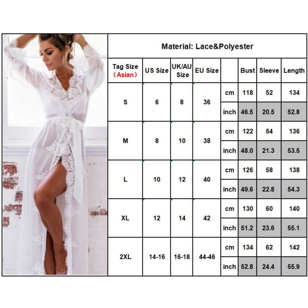 Dam Sexy Sheer Lace Placket Lace-Up Robe Sleepwear Nightwear Bule M