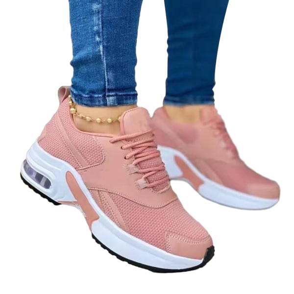 Kvinnor Snörtränare löparsneakers Mesh Gym Walking Shoes pink 41