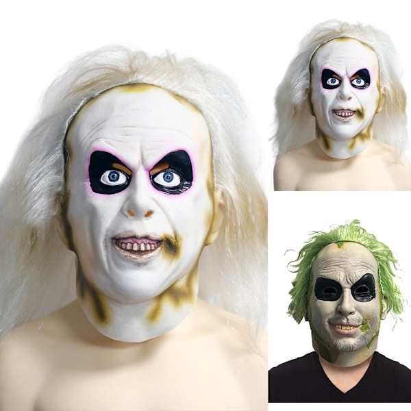 Halloween Beetlejuice Den Gotiske Klovn Cosplay Fuld Maske Skræmmende Joker Maske Long hair
