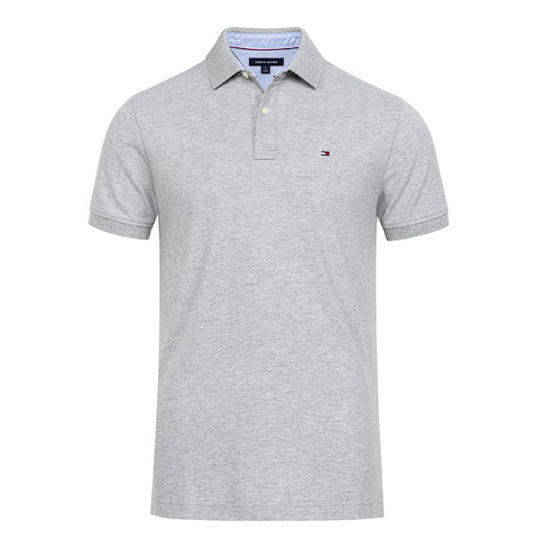 Tommy Miesten Muoti Printtipaita Rento Löysä Istuvuus Mukava Kevyt Hengittävä Lyhythihainen Kaulusnapit T-paita Pusero Topit Grey XL