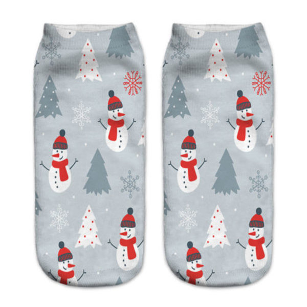 Julesokker med julemand og snemand, unisex, sjove lave ankelsokker Forest Snowman 1 Pair