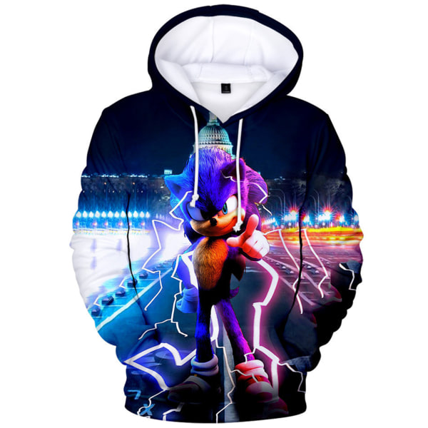 Pojkar Flickor Hedgehog Sonic Print Hoodie Sweater Coat Vinterkläder B 130cm