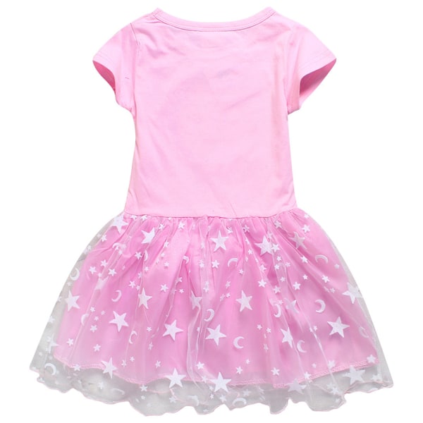 Lasten Tyttöjen Barbie Sateenkaari Tähdet Tylli Prinsessa Juhla Hieno Tutu Mekko Laukulla Pink-B 110cm