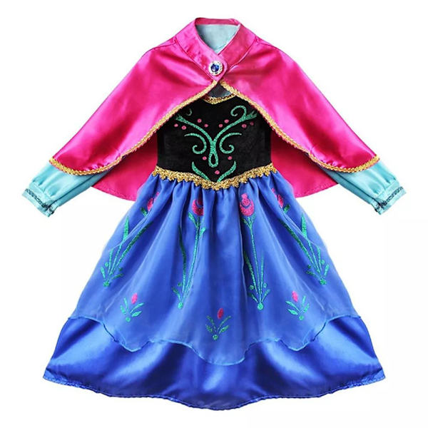 Småbørn Pige Børn Prinsesse Anna Cosplay Kostume Fest Fancy Kjole Med Tilbehør 110cm