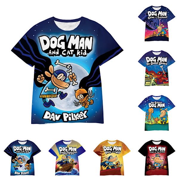 DOG MAN 3D-tryckta kortärmade T-shirts Casual Toppar Barn Pojkar Flickor T-shirts #3 160cm