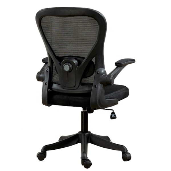 Kontorstol med 3D-pude, drejestol, direktørstol, ergonomisk gamingstol, med åndbart netbetræk, sammenklappelige armlæn, lændestøtte Black