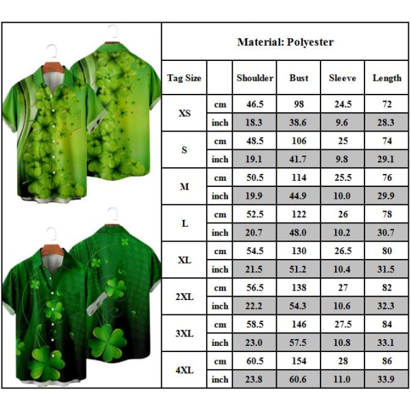 St. Patrick's Day herr kortärmad skjorta med knappar, irländsk dagstopp A L